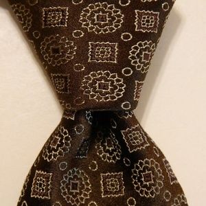 IKE BEHAR Men’s Silk Necktie Geometric Brown NEW